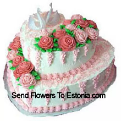4 Kg (8.8 Lbs) Two Tier Heart Shaped Cake