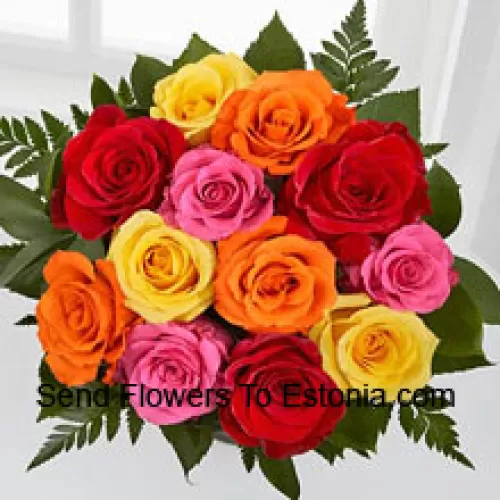 Ramo de 11 Rosas de Colores Variados